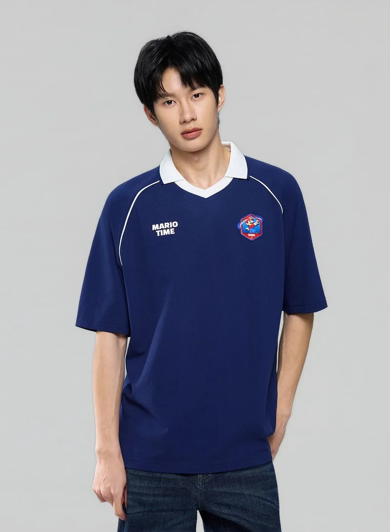 Men Relaxed Mario Raglan Cotton Polo