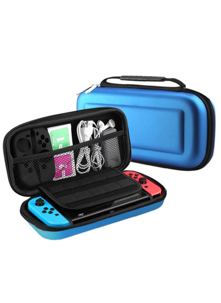 Generic - Case for Nintendo Switch OLED Model 2021 & Switch 2017 with 8 Game Card Holders, Hard Portable Travel Bag Protective Pouch for Nintendo Switch Console and Accessories -blue - Image 1