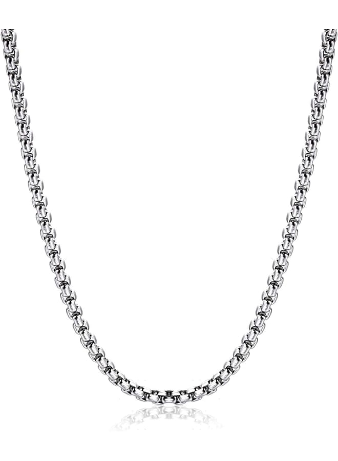 Monily 2-7 mm 16-36 In Square Rolo Stainless Steel Chain Necklace Round Box Necklace Men Women Jewellery - Image 1
