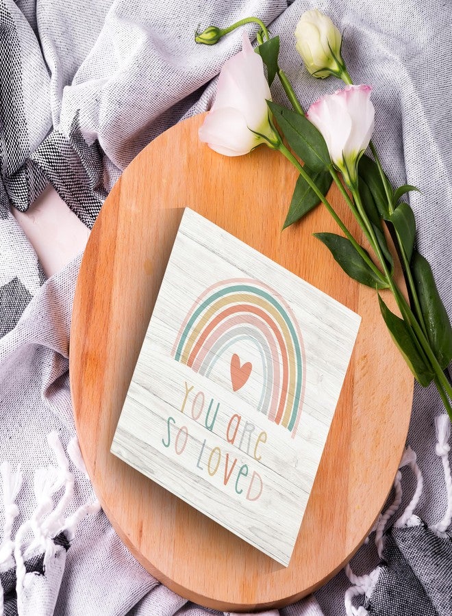 SRADMO You Are So Loved Rainbow Heart Wood Box Sign Desk Decor, Kids Inspirational Quotes Wooden Block Box Sign Decoration For Nursery Playroom Kids Room Shelf Table Decor - Image 5