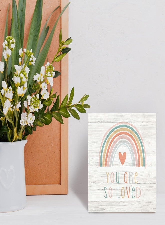 SRADMO You Are So Loved Rainbow Heart Wood Box Sign Desk Decor, Kids Inspirational Quotes Wooden Block Box Sign Decoration For Nursery Playroom Kids Room Shelf Table Decor - Image 2