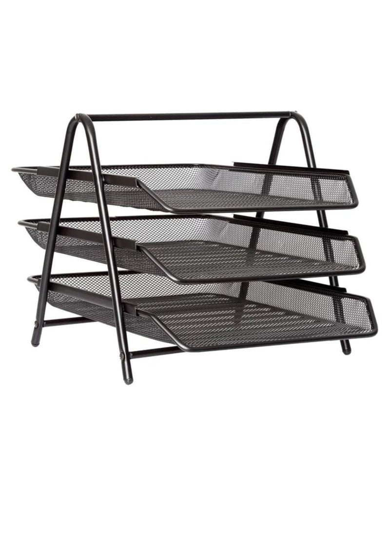 Libra Metal Mesh 3 Tier Tray Black color - Image 1