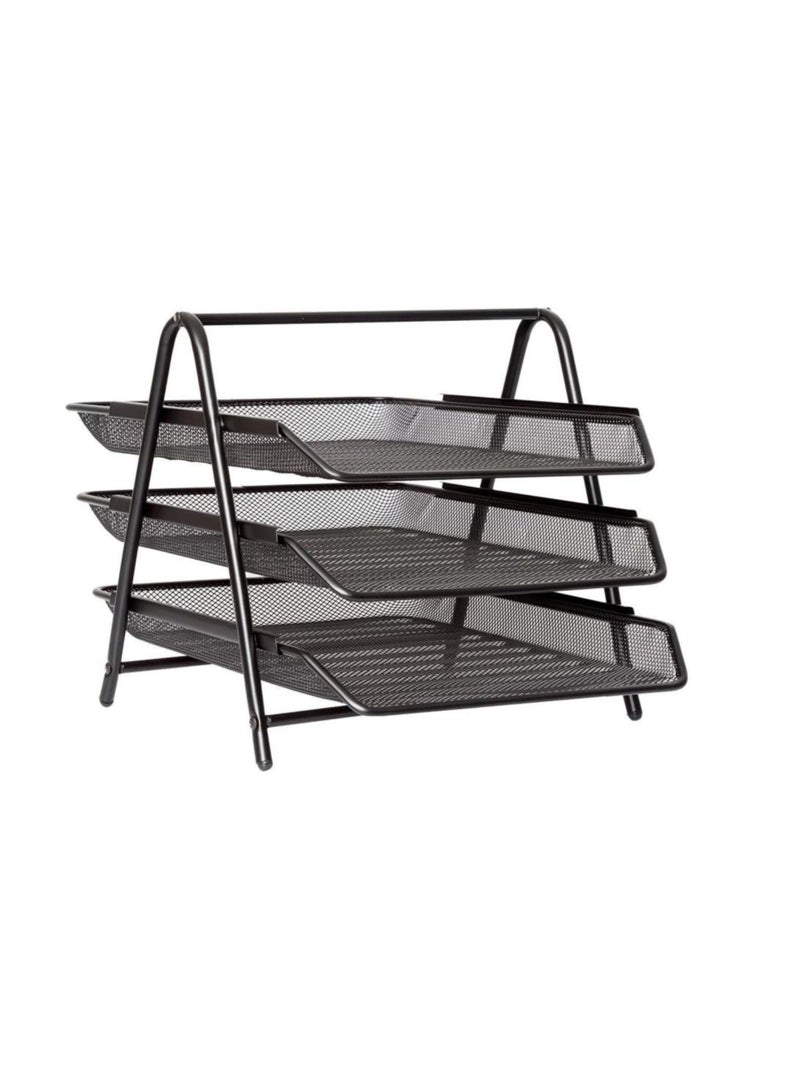 Libra Metal Mesh 3 Tier Tray Black color - Image 2