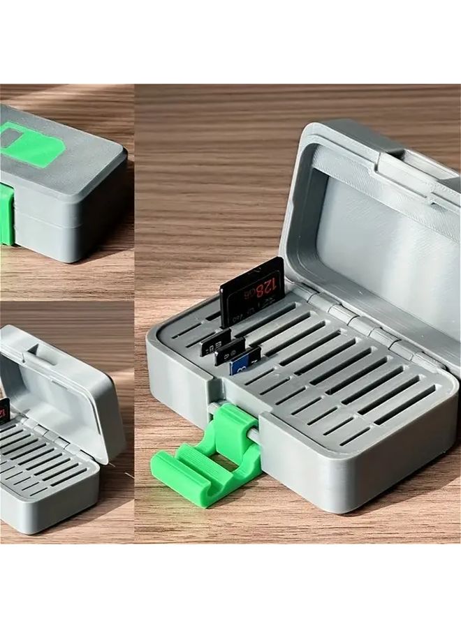 Gray Heavy Duty 8 Slot Memory Card Holder Case With Lock For SD TF Micro SDHC SDXC Cards Anti Shock Hard Card Organizer Box For Photographers Vloggers Drone Pilots - Image 5