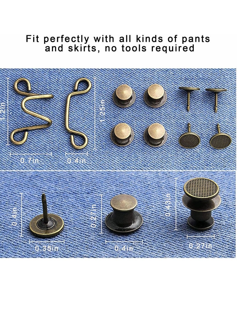 Upgraded Adjustable Nail-Free Waist Buckles, Premium 4 Sets Adjustable Waist Buckle Extender Set Jeans Extender Waist Extender Button for Pants Jeans, Black - Image 4