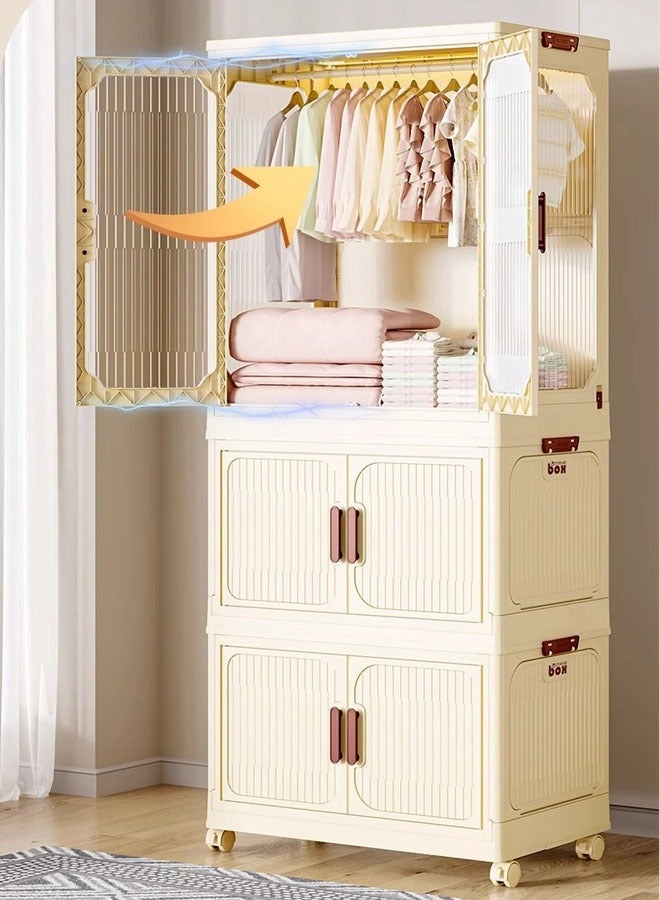 NKX 2 Layers Stylish Multi-Functional Storage 1 Cabinet & 2 Wardrobe  - Image 3