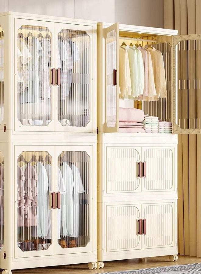 NKX 2 Layers Stylish Multi-Functional Storage 1 Cabinet & 2 Wardrobe  - Image 4