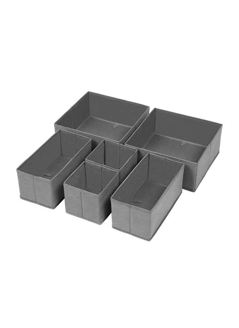 SONGMICS SONGMICS Grey RDZ06G Stylish 6 Fabric Drawer Organizer, For Living Room, Bed Room, Wardrobes (28x28x13cm)  - Image 1