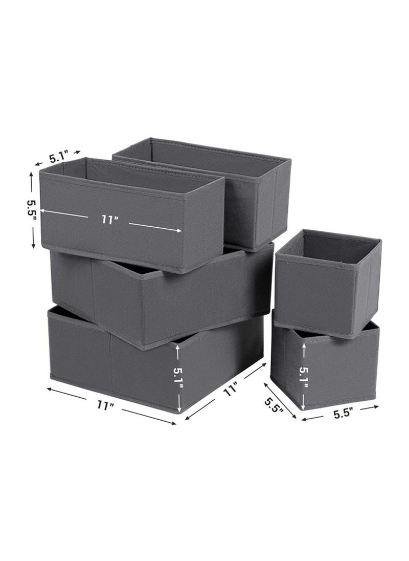 منظم أدراج أنيق من القماش مكون من 6 أدراج من SONGMICS Grey RDZ06G، لغرفة المعيشة وغرفة النوم وخزائن الملابس (28x28x13 سم)