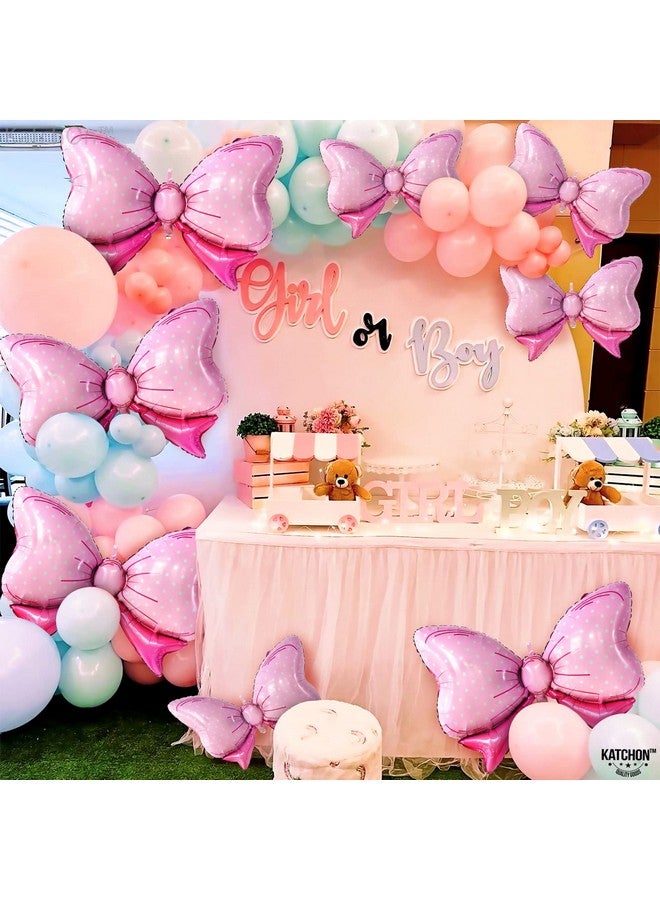 KATCHON كاتش أون، بالونات قوس قزح الوردية العملاقة - 35 بوصة، عبوة من 8 | زينة حفلة استقبال المولود الأنثوي | بالونات قوس قزح من الفويل، زينة كشف جنس الفتاة | زينة عيد ميلاد باللون الوردي | زينة ذات طابع القوس - Image 5