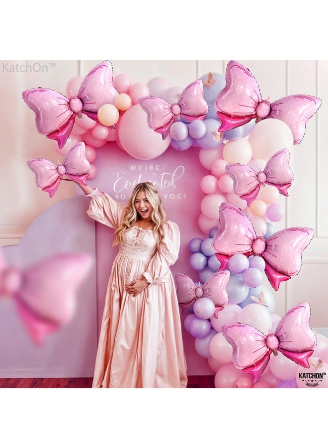 KATCHON كاتش أون، بالونات قوس قزح الوردية العملاقة - 35 بوصة، عبوة من 8 | زينة حفلة استقبال المولود الأنثوي | بالونات قوس قزح من الفويل، زينة كشف جنس الفتاة | زينة عيد ميلاد باللون الوردي | زينة ذات طابع القوس - Image 3