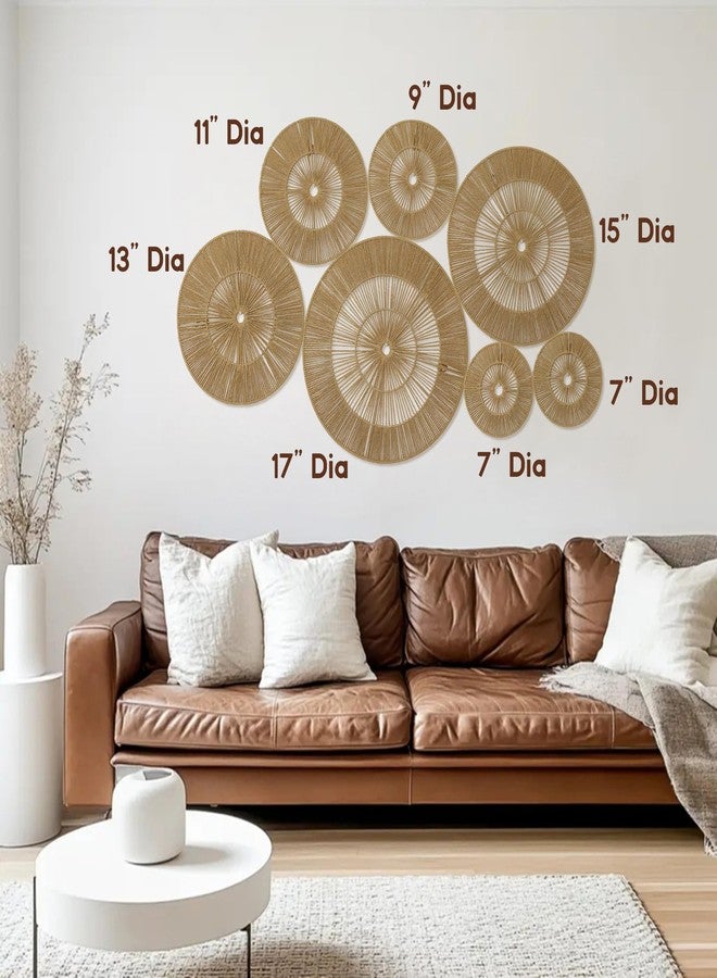Mokof 7 Pack Boho Wall Decor Round Baskets Set (Small 7" to Largest 17") - Handwoven Large Wall Hanging Art for Bedroom, Living Room, Home Office - Image 4