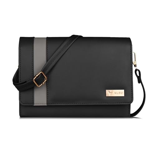 ALSU Women's trendy Sling Bag Black | handbag | purse | crossbody bag| deattachable straps |card slots (irf-019blk) - Image 1