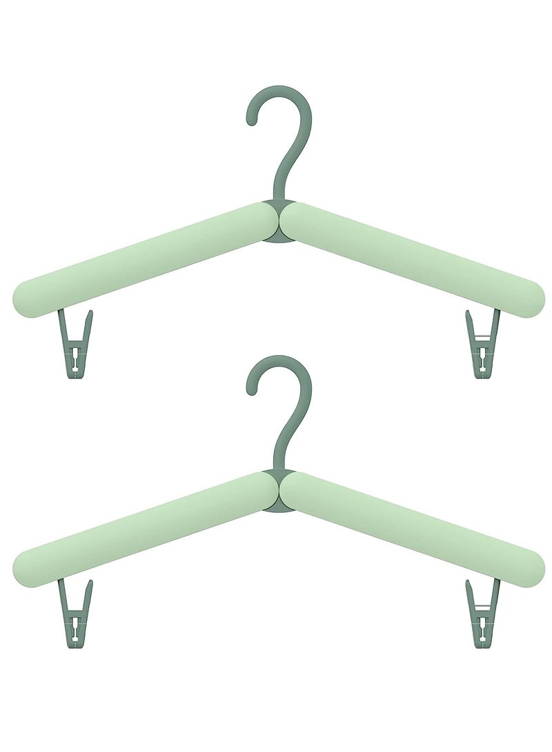 Oasisgalore Portable Clothes Hangers with Built-in Clips，Foldable for Travel and home (2 Pack, Green) - Image 1