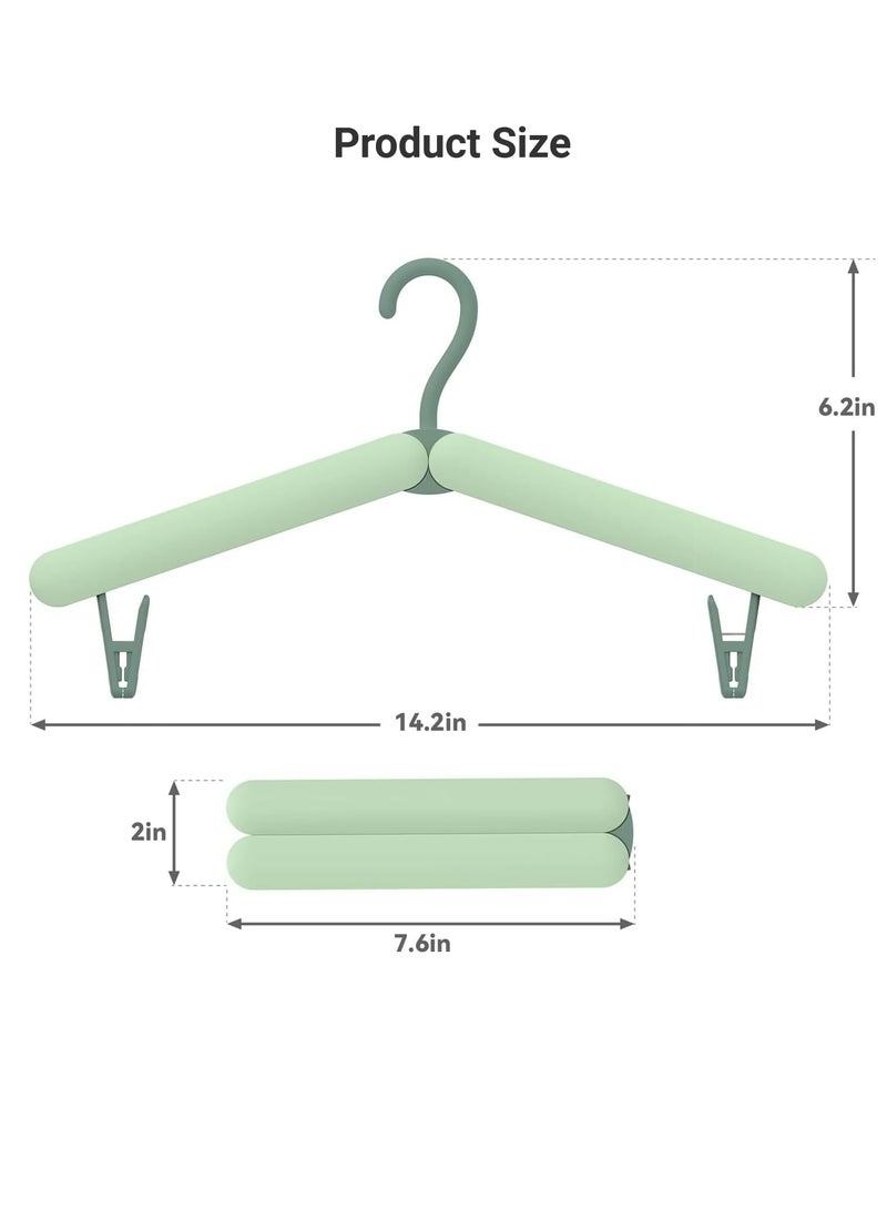 Oasisgalore Portable Clothes Hangers with Built-in Clips，Foldable for Travel and home (2 Pack, Green) - Image 2