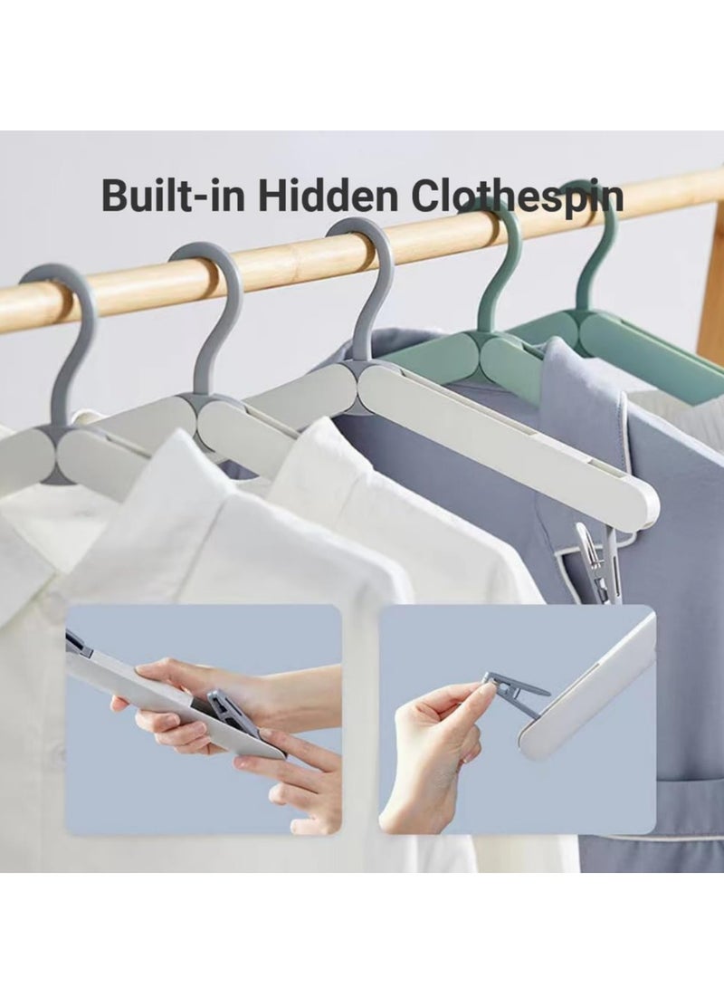 Oasisgalore Portable Clothes Hangers with Built-in Clips，Foldable for Travel and home (2 Pack, Green) - Image 5