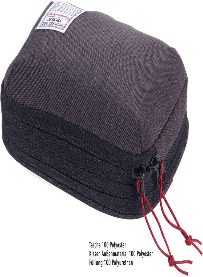ترويكا وسادة الرقبة ترويكا في كيس ضغط - وسادة سفر رجال الأعمال - يمكن لفها لتوفير المساحة - إسفنج الذاكرة: ثابت الأبعاد بشكل دائم - للقطار والسيارة والطائرة والأريكة - بوليستر - أسود، رمادي - Image 4