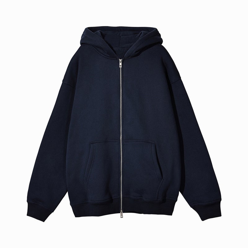 Womens Cute Hoodie Autumn Casual Zip-up Sweatshirt navy blue