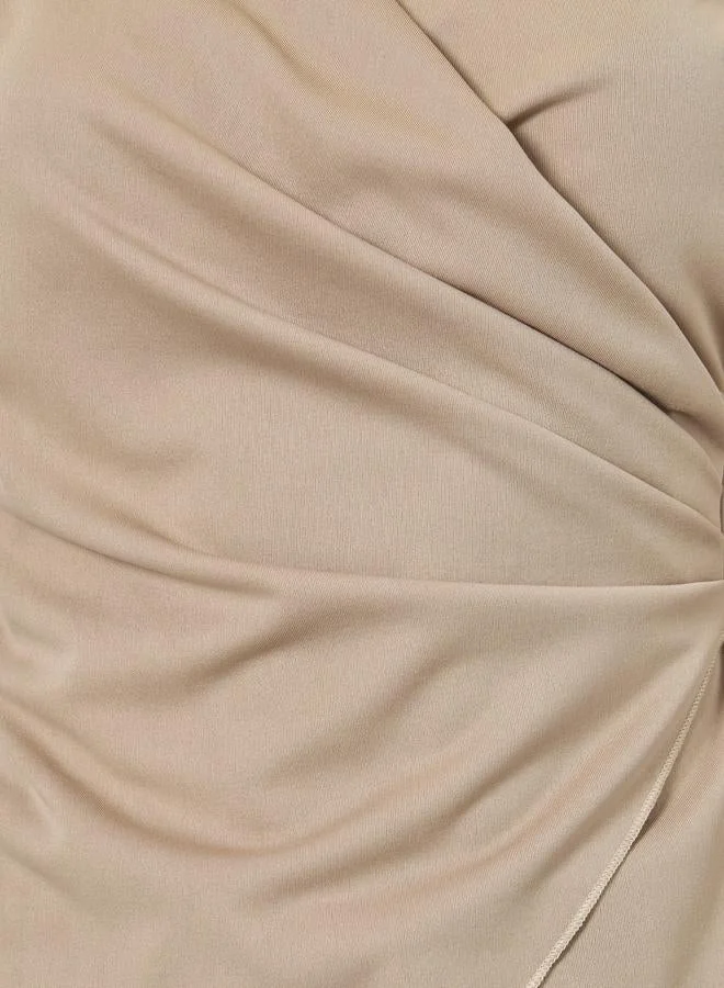 Styli beige Beige Solid Bell Sleeve Wrap Top for Women | Best Price UAE
