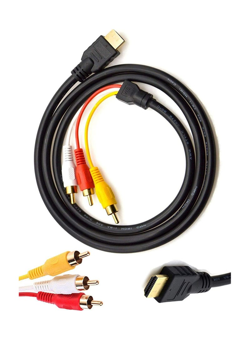 Chenduomi HDMI to RCA TV Cable HDMI Male to 3 RCA Male av Cable Video Audio Component Converter Adapter 1080P Cable for HDTV Black 5ft/1.5m - Image 4