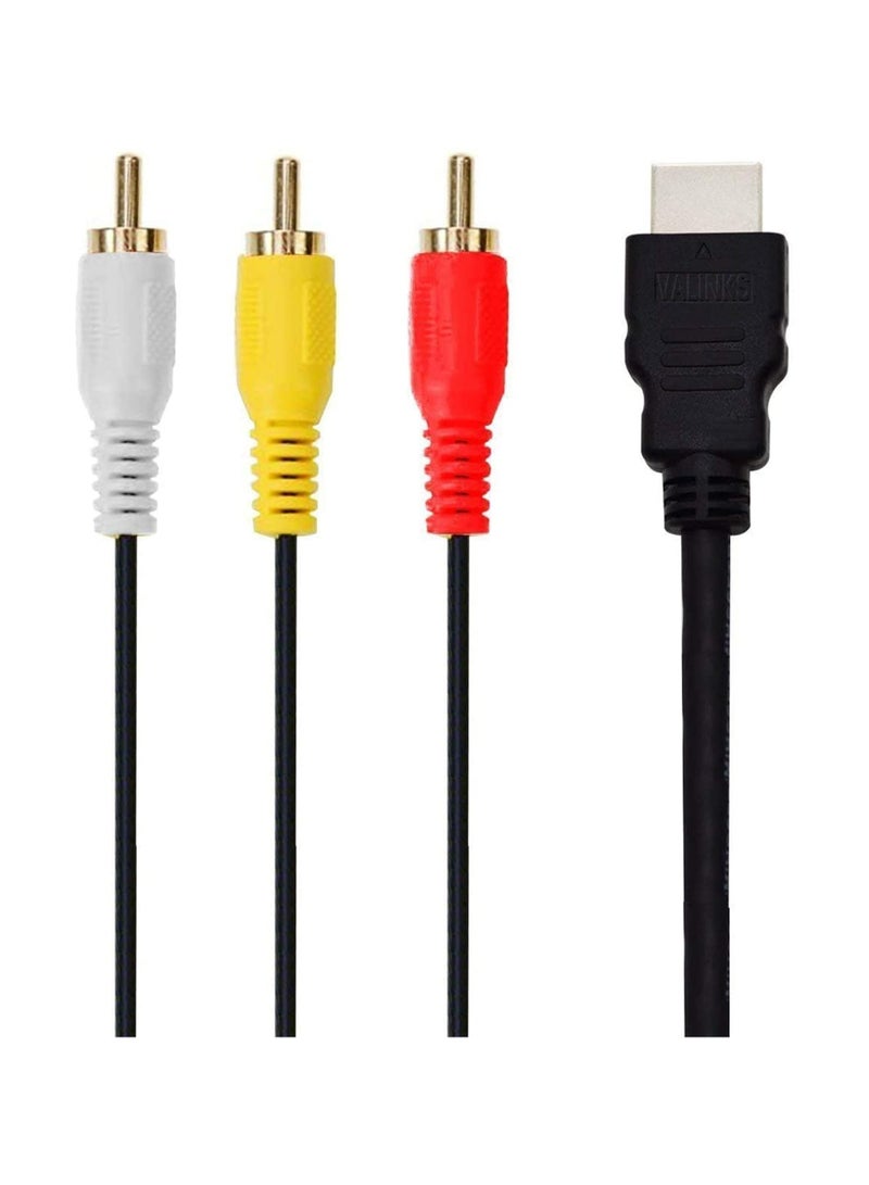 Chenduomi HDMI to RCA TV Cable HDMI Male to 3 RCA Male av Cable Video Audio Component Converter Adapter 1080P Cable for HDTV Black 5ft/1.5m - Image 3