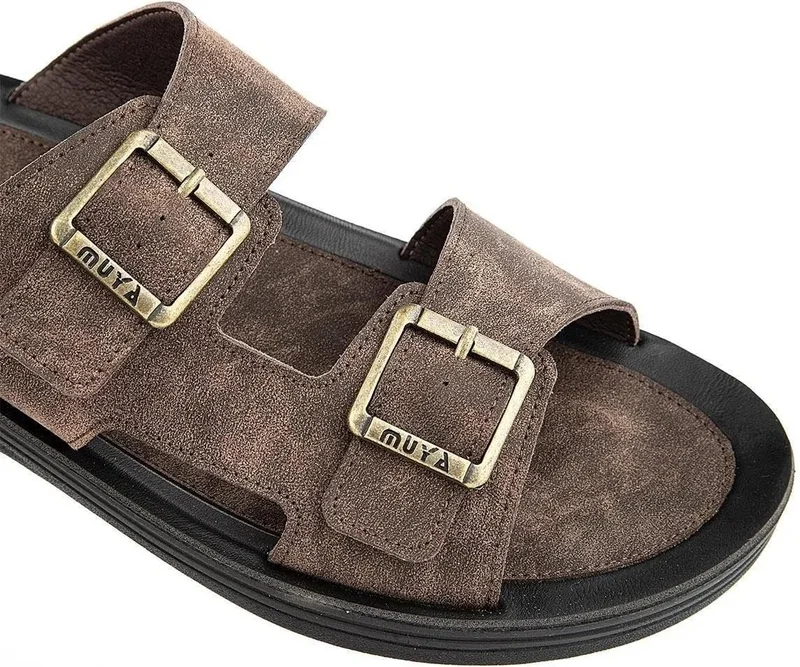 MUYA Orthopedix Kane Double Buckle Brown Men's Slippers 33300