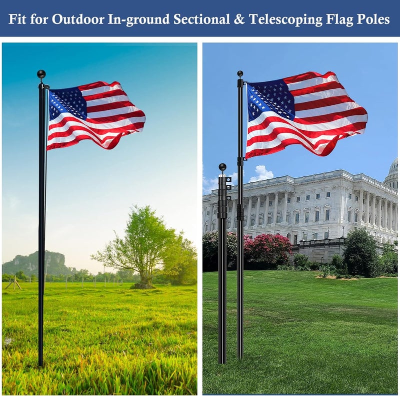 NQ Flagpole Hardware Repair Parts Kit,50 Feet Halyard Rope+3" Black Ball+6" Zinc Alloy Cleat + 4 Metal Swivel Snap Clips + Aluminum Alloy Flagpole Truck with Nylon Pulley for 1.6"-2" Flag Poles - Image 4