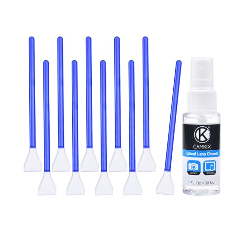 Camkix APSC Sensor Cleaning Kit Digital Camera Lens Cleaner Kit Compatible with DSLR and Mirrorless Cameras 10x of 16mm Dry Cleaning Swabs and 1 Bottle of Sensor Optical Lens Cleaner - Image 1