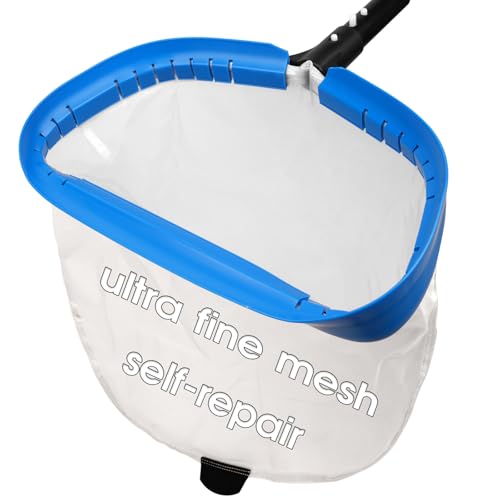 TidyMister 14'' Ultra Fine Mesh Pool Skimmer Net Rake for Sand Silt Pollen Debris - Super Extra Fine Nylon Cleaning Pool Net for Above Ground & In-ground Swimming Pools - Image 1
