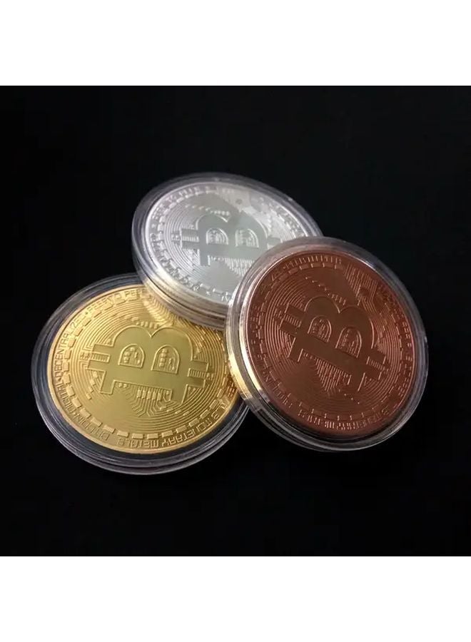 3 Pieces Silver Bitcoin Commemorative Coins Collectible Gift For Men Fathers Day - Image 2