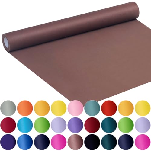 SMART&CASUAL 17.8" x 760" (63') Coffee Kraft Craft Paper Roll for Gift Wrapping Bulletin Board Bouquet Flower Kids Art Packing Parcel Table Covering 80GSM 55LB (Coffee, 17.8" x 63') - Image 1