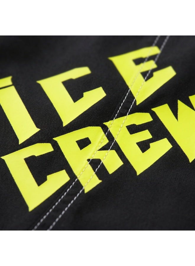 IceZone Men's Quick-Dry Swim Trunks, Black Board Shorts with Ice Crew Graphic & Mesh Lining - Image 3