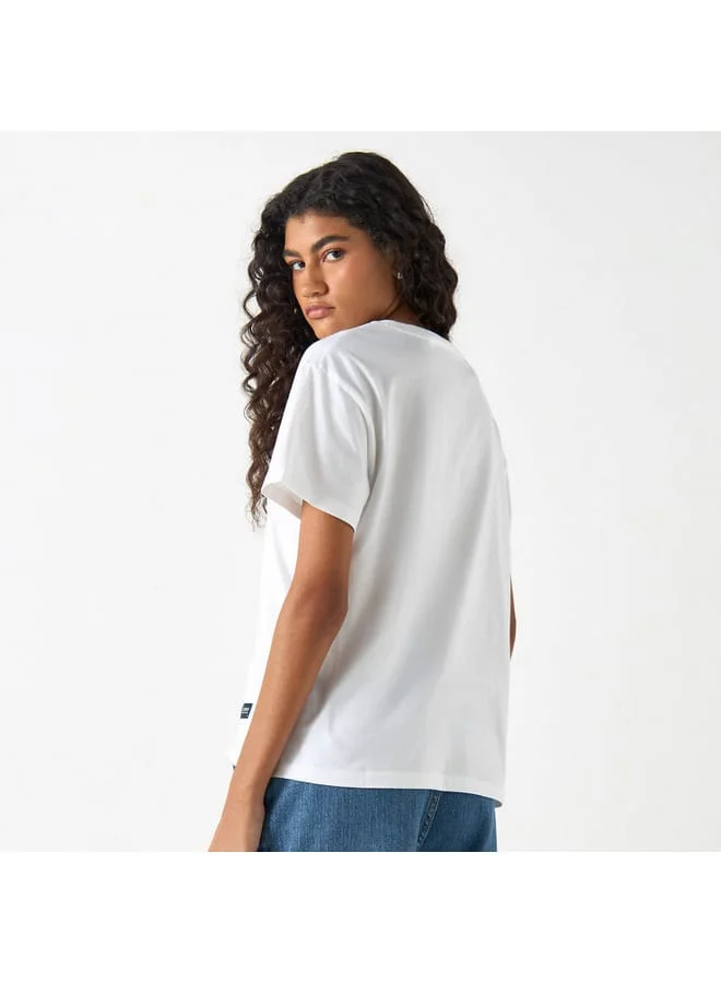 Lee Cooper Lee Cooper Typographic Print T-Shirt with Crew Neck and Short Sleeves