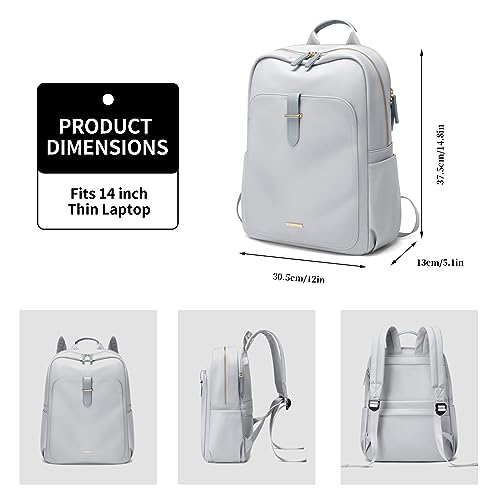 GOLF SUPAGS Laptop Backpack Purse for Women Fits 14 Inch Notebook Casual Daypack Work Travel College Bookbag Fashion Computer Bag (Pale Grey, 14 Inch) - Image 4