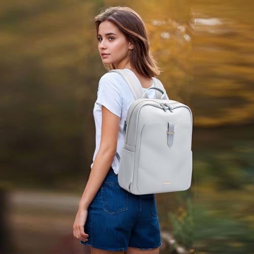 GOLF SUPAGS Laptop Backpack Purse for Women Fits 14 Inch Notebook Casual Daypack Work Travel College Bookbag Fashion Computer Bag (Pale Grey, 14 Inch) - Image 5
