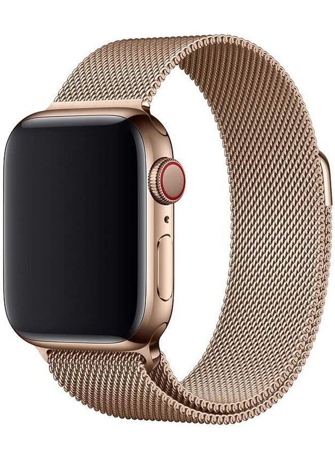 O Ozone Milanese Loop Metal Bands For Apple Watch Series 10 | Ultra 2 | 8 Ultra | 9 | 8 | 7 | 6, 49/46/45/44/42mm , Magnetic Mesh Replacement Wristbands- Gold  - Image 1