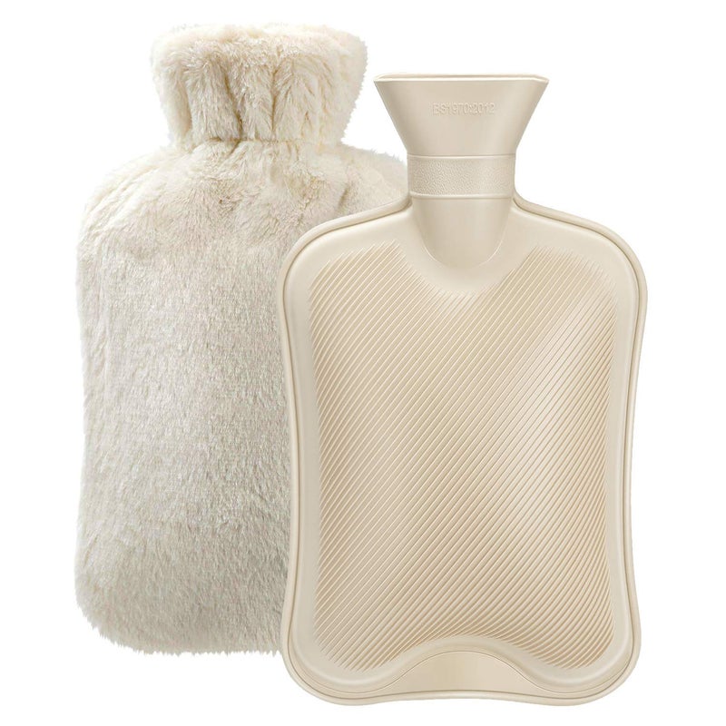 Hot Water Bottle Rubber with Soft Cover 2 Liter Hot Water Bag for Cramps Pain Relief Removable Hot Cold Pack Hot Water Bed Warmer