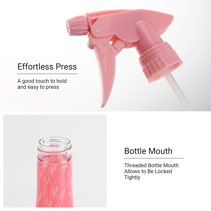 Segbeauty Adjustable Spray Bottle, 9.8oz Champagne Design Plastic Plant Mister with Fine Mist to Stream Settings, 280ml Empty Refillable Handle Rose Pink Sprayer for Home Cleaning Hair Salon - Image 5