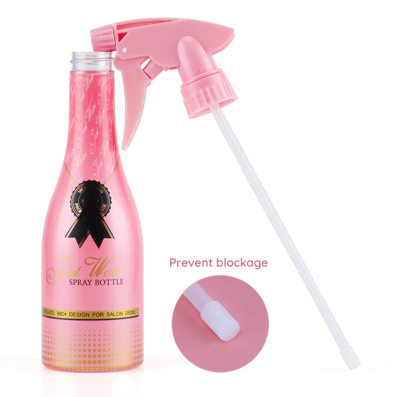 Segbeauty Adjustable Spray Bottle, 9.8oz Champagne Design Plastic Plant Mister with Fine Mist to Stream Settings, 280ml Empty Refillable Handle Rose Pink Sprayer for Home Cleaning Hair Salon - Image 4