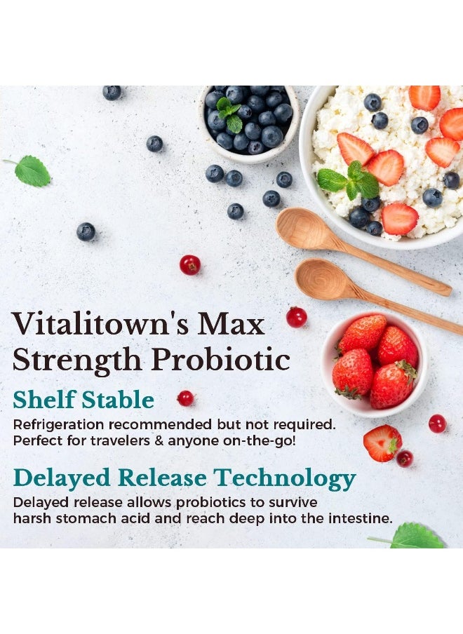 Vitalitown Vitalitown 120 Billion CFUs Probiotics 36 Strains, Prebiotics, Digestive Enzymes for Men and Women, 30 Delayed Release Veg Caps  - Image 4