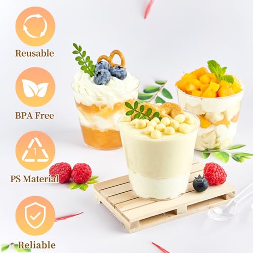 TOFLEN 50 Pack 5 oz Mini Dessert Cups with Spoons, Round Cake Cups Party Serving Cups for Parfait, Appetizers, Cocktails, Dessert Shooters & Dessert Shot Glasses - Image 3