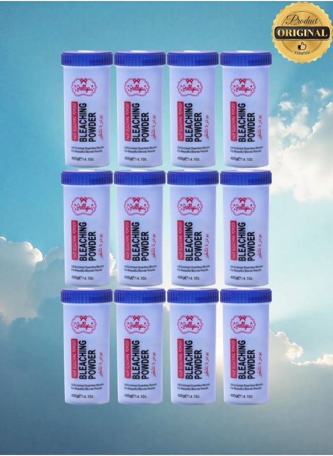 JELLY 12 Pieces Hair Bleaching Powder Oil Enriched Dust Free Blonder For Beautiful Blonde Results 400g  - Image 1