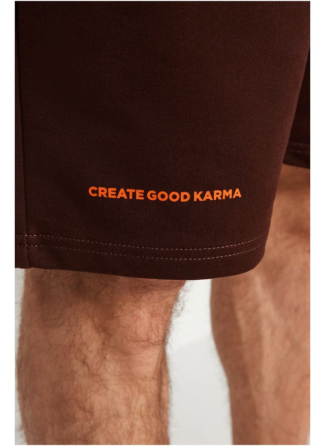 trendyol Brown Tracksuit Relaxed Text Printed Cotton TMNSS23EM00001  - Image 5