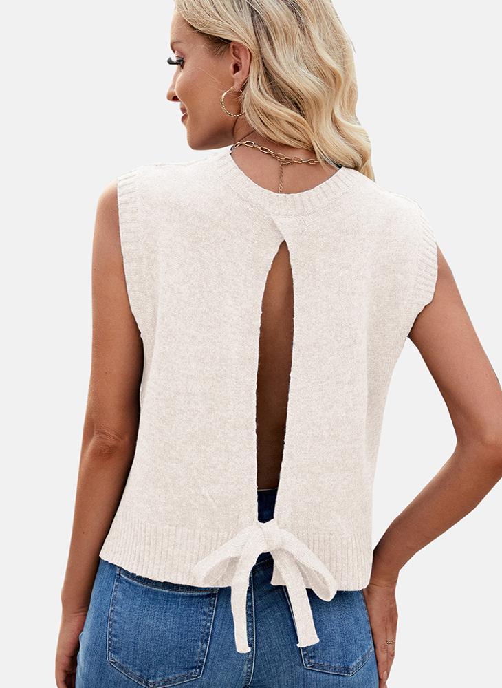 YUNIQEE Beige Round Neck Plain Top - Image 2