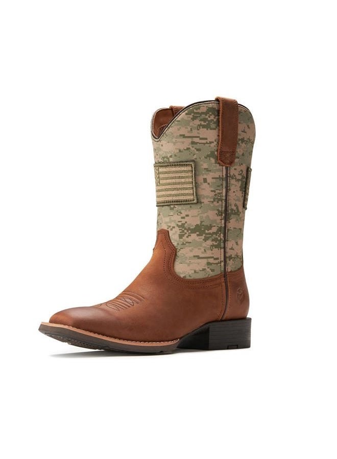 SUREWAY Cowboy Boots For Men - Mens Square Toe Western Boot With Flag,Oil/Slip Resistant,Durable Fashionable Classic Pull on 10 Inch Boots - Image 1