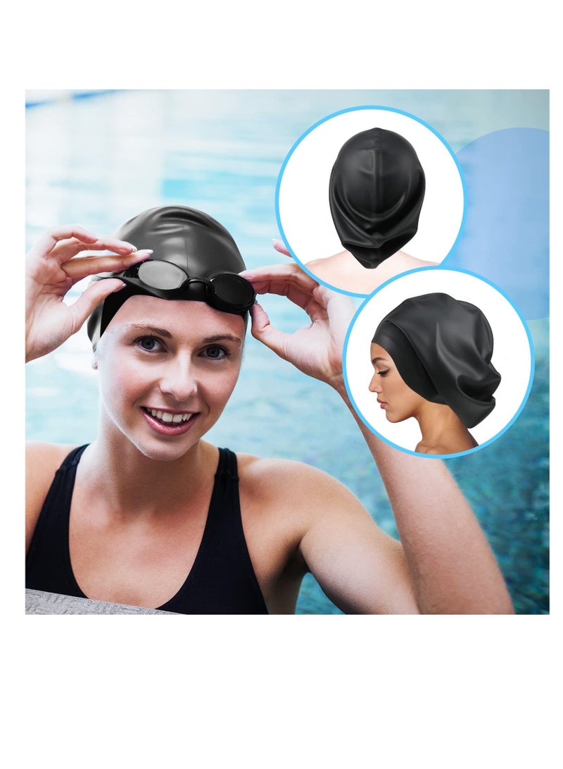 Generic Silicone Swim Cap For Women Men Extra Large Special Design Swimming Cap Waterproof Bathing Cap Swim Hat For Very Long Hair Braids Thick Curly Hair Keep Your Hair Dry - Image 2