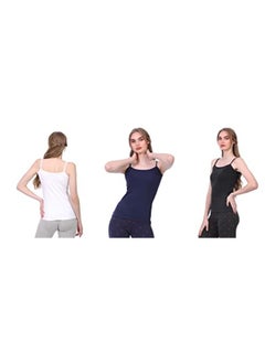 DICE Dice Pack of 3 Bundle DW115/02 S/16 P*3 Solid S/S Top Spageti Navy-black-white 