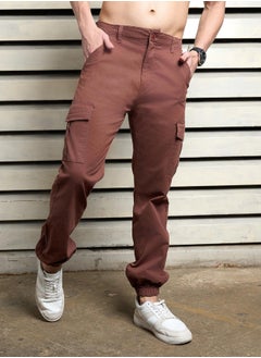 HIGH STAR Men’s Straight Fit Brown Cargo Joggers – Comfortable and Modern  - Image 1