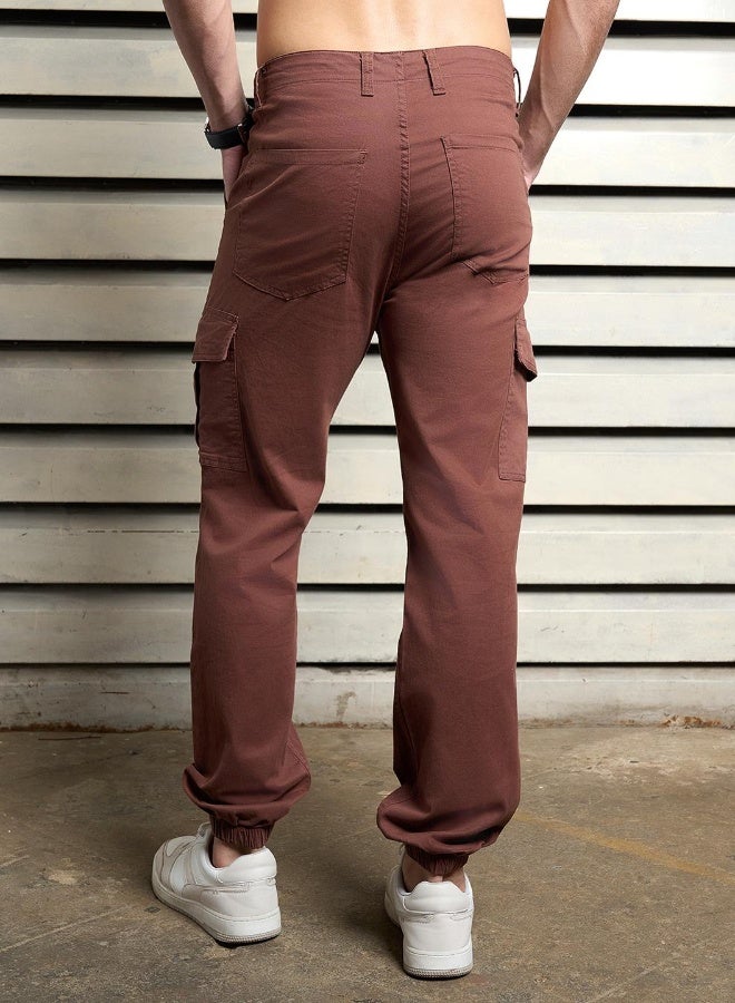 HIGH STAR Men’s Straight Fit Brown Cargo Joggers – Comfortable and Modern  - Image 2