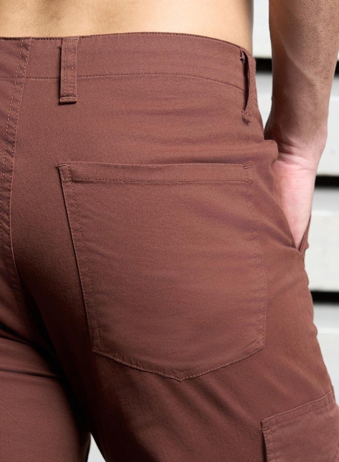 HIGH STAR Men’s Straight Fit Brown Cargo Joggers – Comfortable and Modern  - Image 5